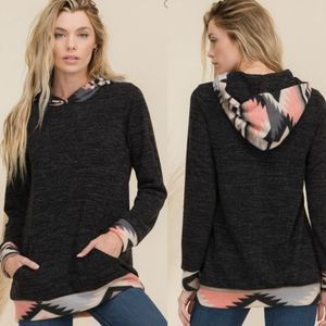 Aztec Trim Knit Hoodie